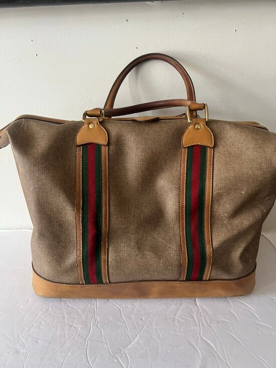 Gucci Handbags - VINTAGE 70'S GUCCI BOSTON CANVAS DUFFLE TRAVEL BAG